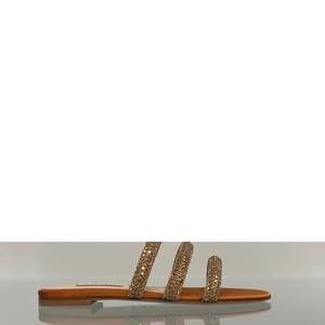 NEW CASADEI women stratosphere slide sandals in satin honey/topaz